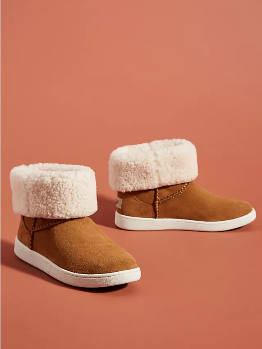 UGG Tan Furry Mika Sneaker Ankle Boots, Size 8.5